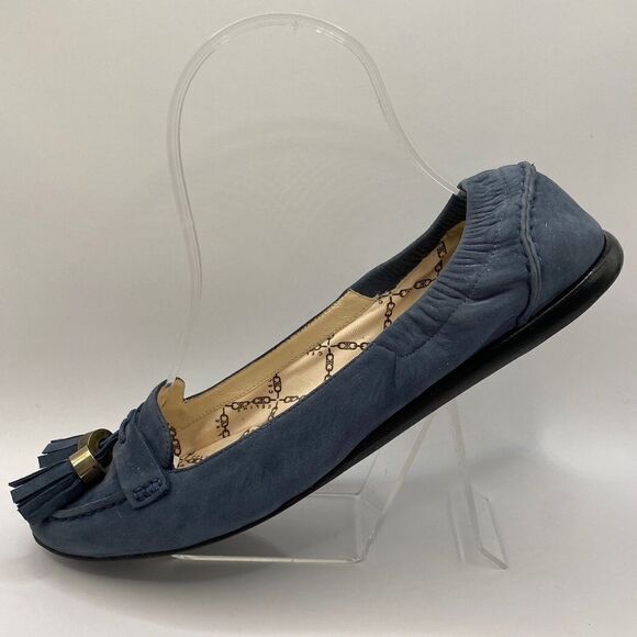 Celine Iconic Blue Suede Loafers With Tassel Size 38 - Picture 5 of 9